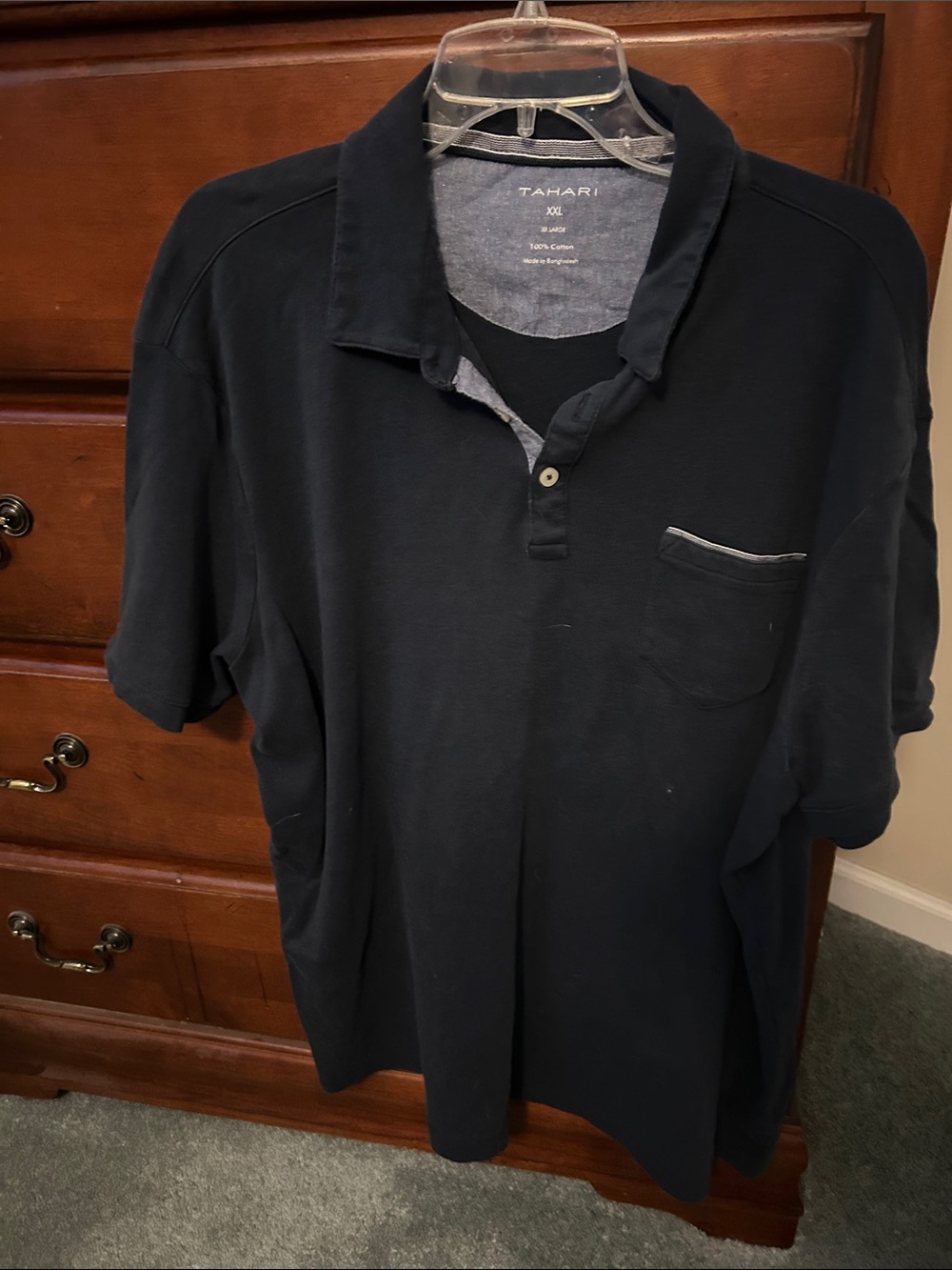 Tahari Men’s Dark Navy Polo with Chest Pocket